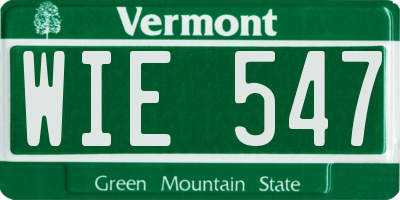 VT license plate WIE547