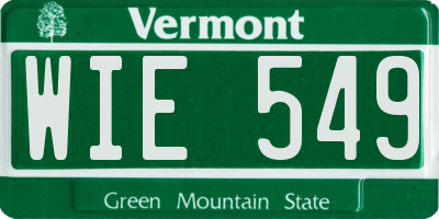 VT license plate WIE549