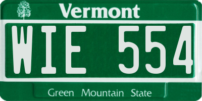 VT license plate WIE554