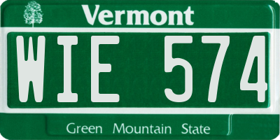 VT license plate WIE574