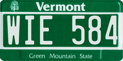 VT license plate WIE584