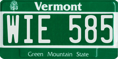 VT license plate WIE585