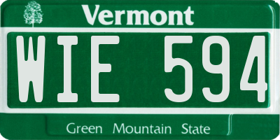 VT license plate WIE594