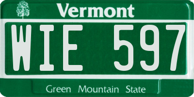 VT license plate WIE597