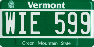 VT license plate WIE599