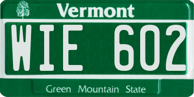 VT license plate WIE602