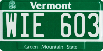 VT license plate WIE603