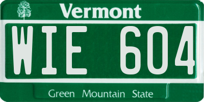 VT license plate WIE604