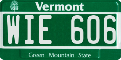 VT license plate WIE606