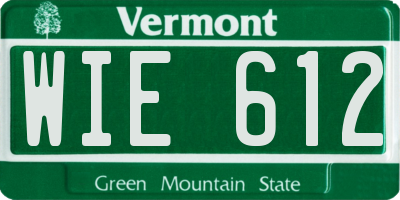 VT license plate WIE612
