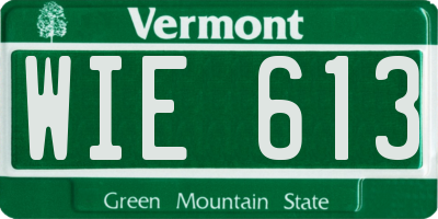 VT license plate WIE613