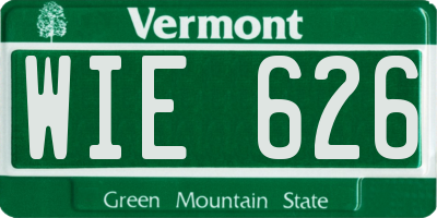 VT license plate WIE626
