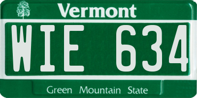 VT license plate WIE634