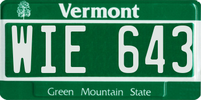VT license plate WIE643