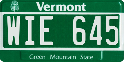 VT license plate WIE645