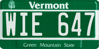 VT license plate WIE647
