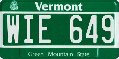 VT license plate WIE649