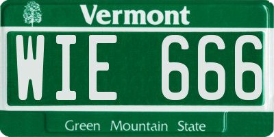 VT license plate WIE666
