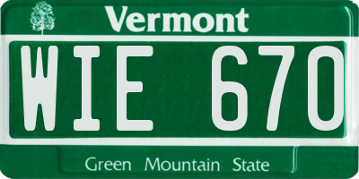 VT license plate WIE670