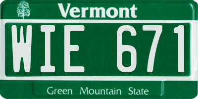 VT license plate WIE671