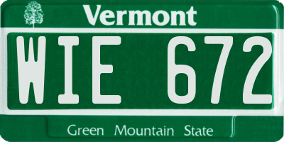 VT license plate WIE672