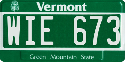 VT license plate WIE673