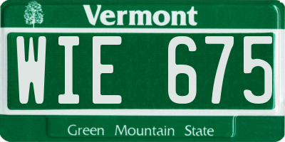 VT license plate WIE675