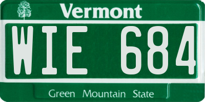 VT license plate WIE684