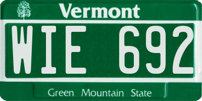 VT license plate WIE692