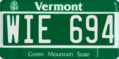 VT license plate WIE694