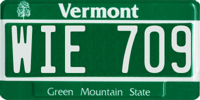 VT license plate WIE709