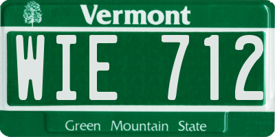 VT license plate WIE712