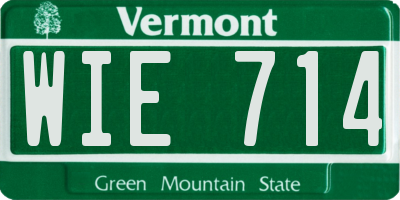 VT license plate WIE714