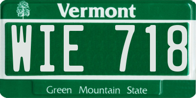 VT license plate WIE718