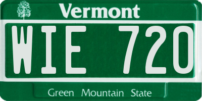 VT license plate WIE720