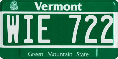 VT license plate WIE722