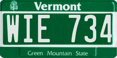 VT license plate WIE734
