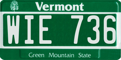 VT license plate WIE736