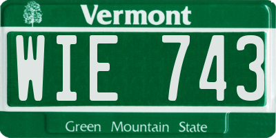 VT license plate WIE743