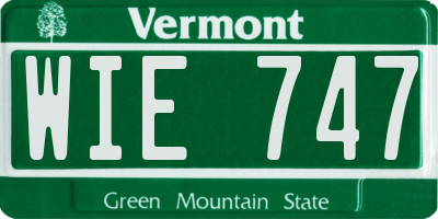 VT license plate WIE747