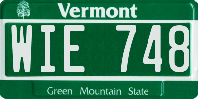 VT license plate WIE748