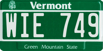 VT license plate WIE749