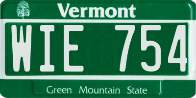 VT license plate WIE754