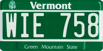 VT license plate WIE758