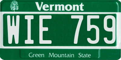 VT license plate WIE759