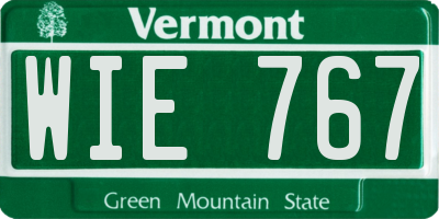 VT license plate WIE767