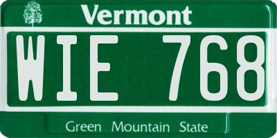 VT license plate WIE768