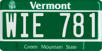 VT license plate WIE781