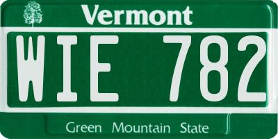 VT license plate WIE782