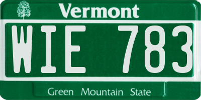 VT license plate WIE783